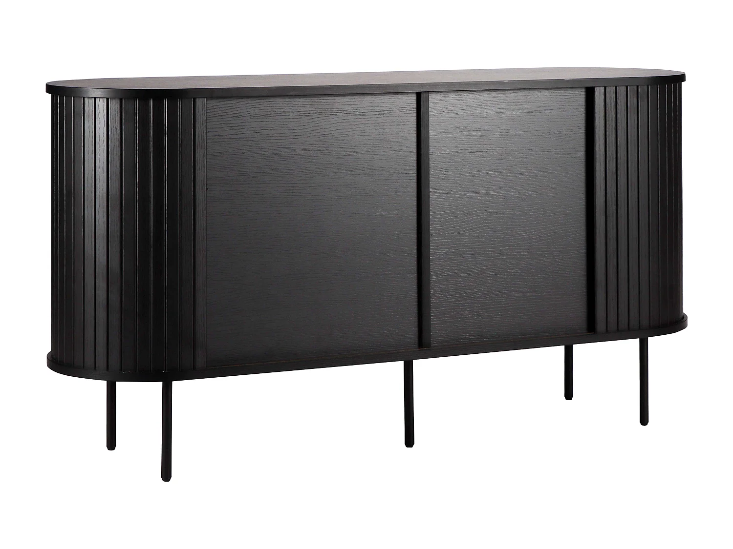 Buffet 2 portes en mélaminé et acier 140 cm noir