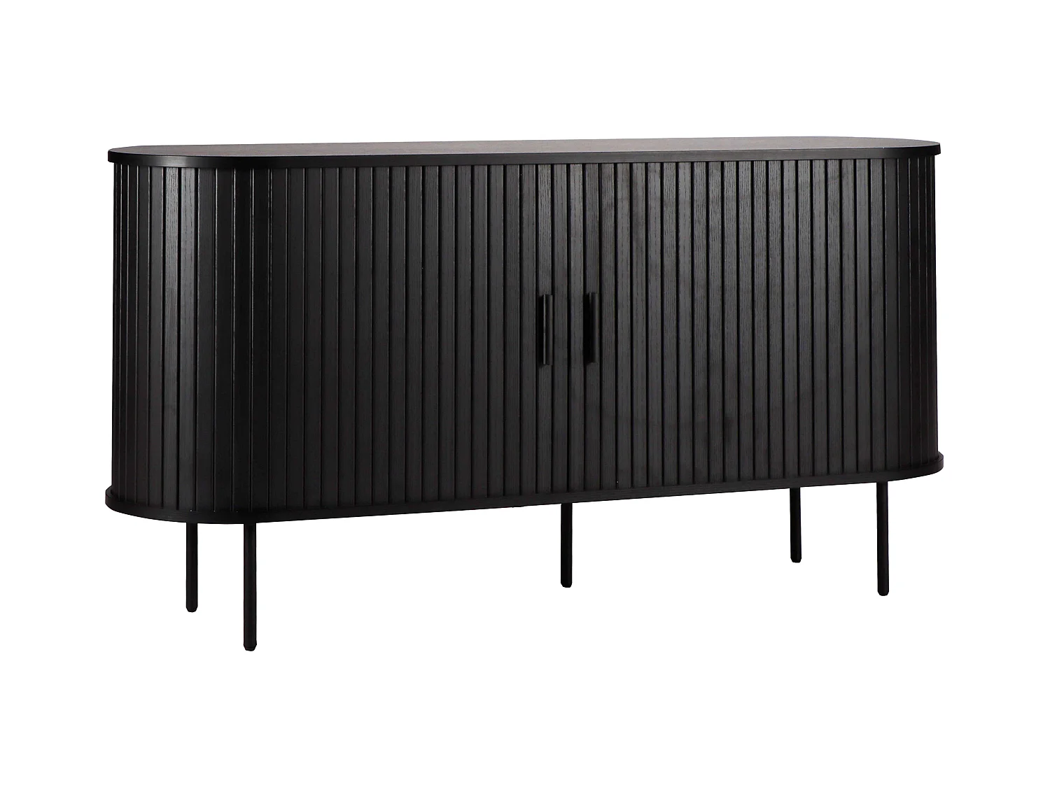 Buffet 2 portes en mélaminé et acier 140 cm noir