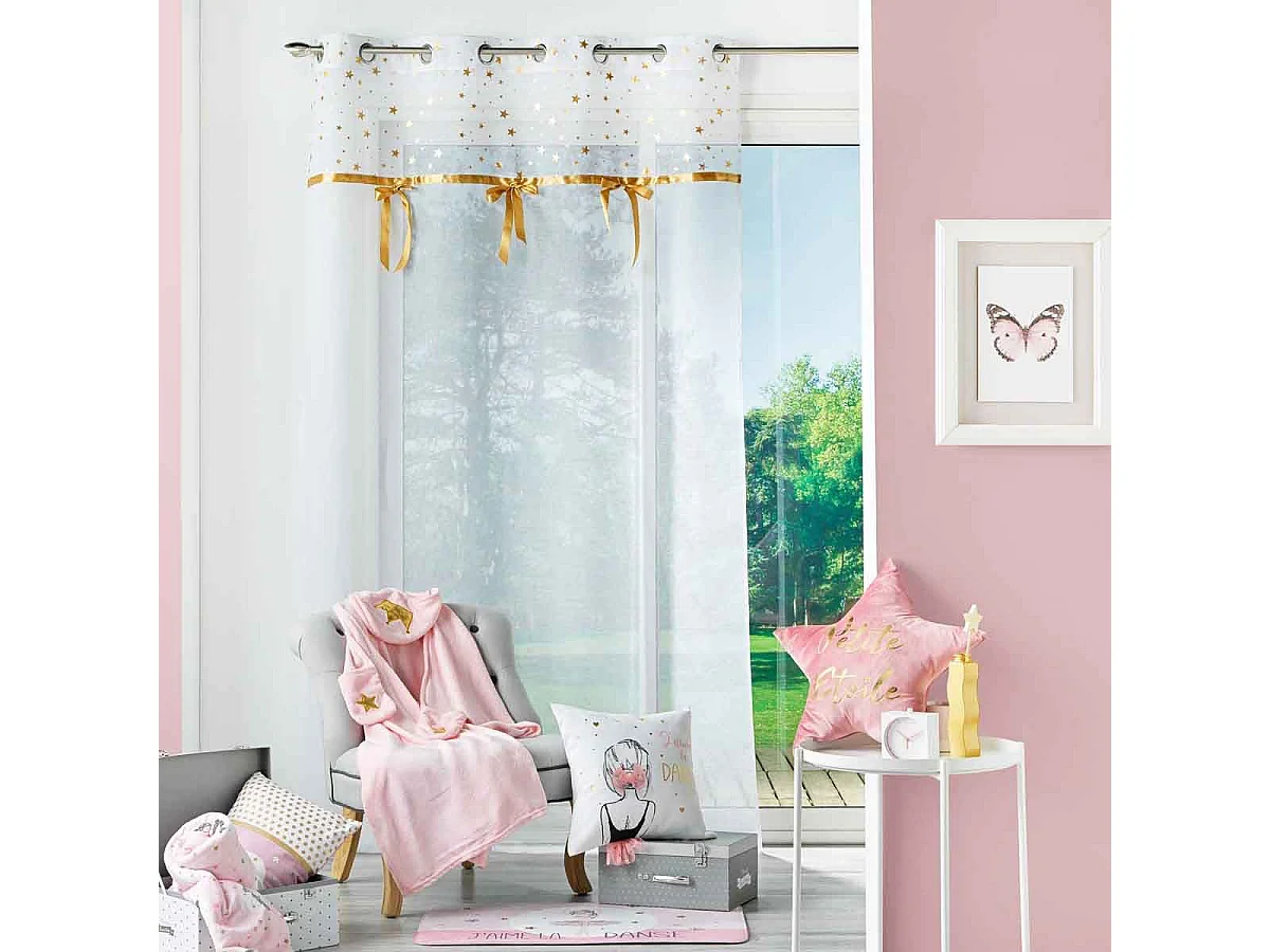 Rideau Voilage à Œillets "Stelly" 140x240cm Blanc