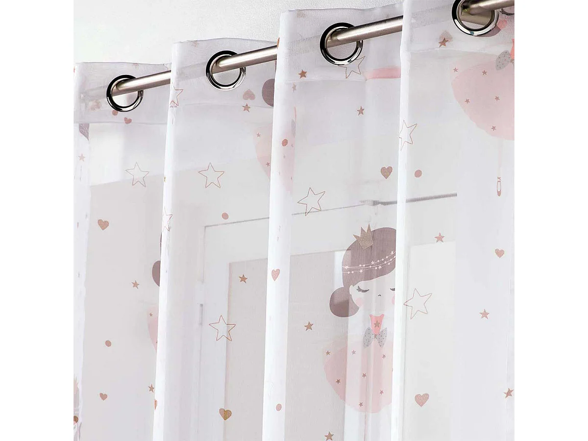 Rideau Voilage à Œillets "Petite Princesse" 140x240cm Blanc