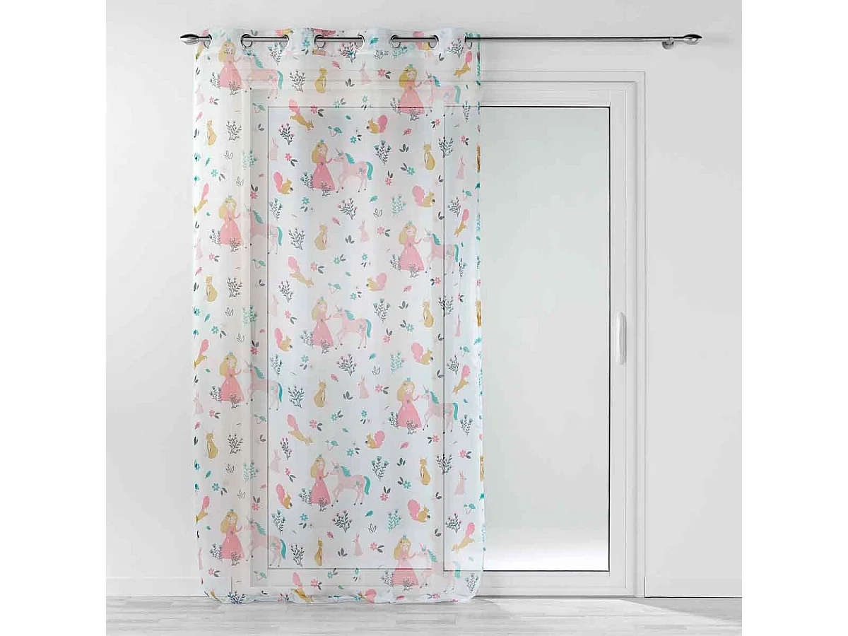 Rideau Voilage "Princesse Licorne" 140x240cm Blanc