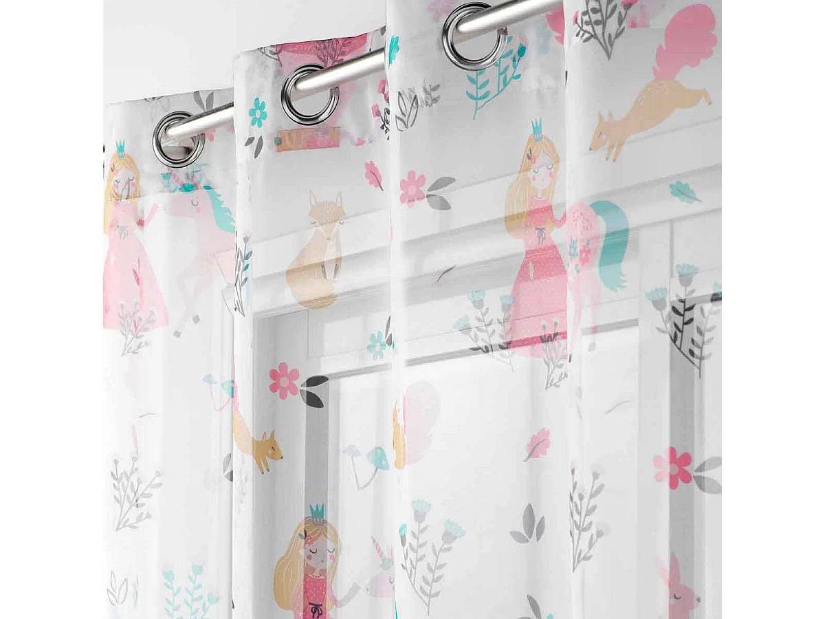 Rideau Voilage "Princesse Licorne" 140x240cm Blanc