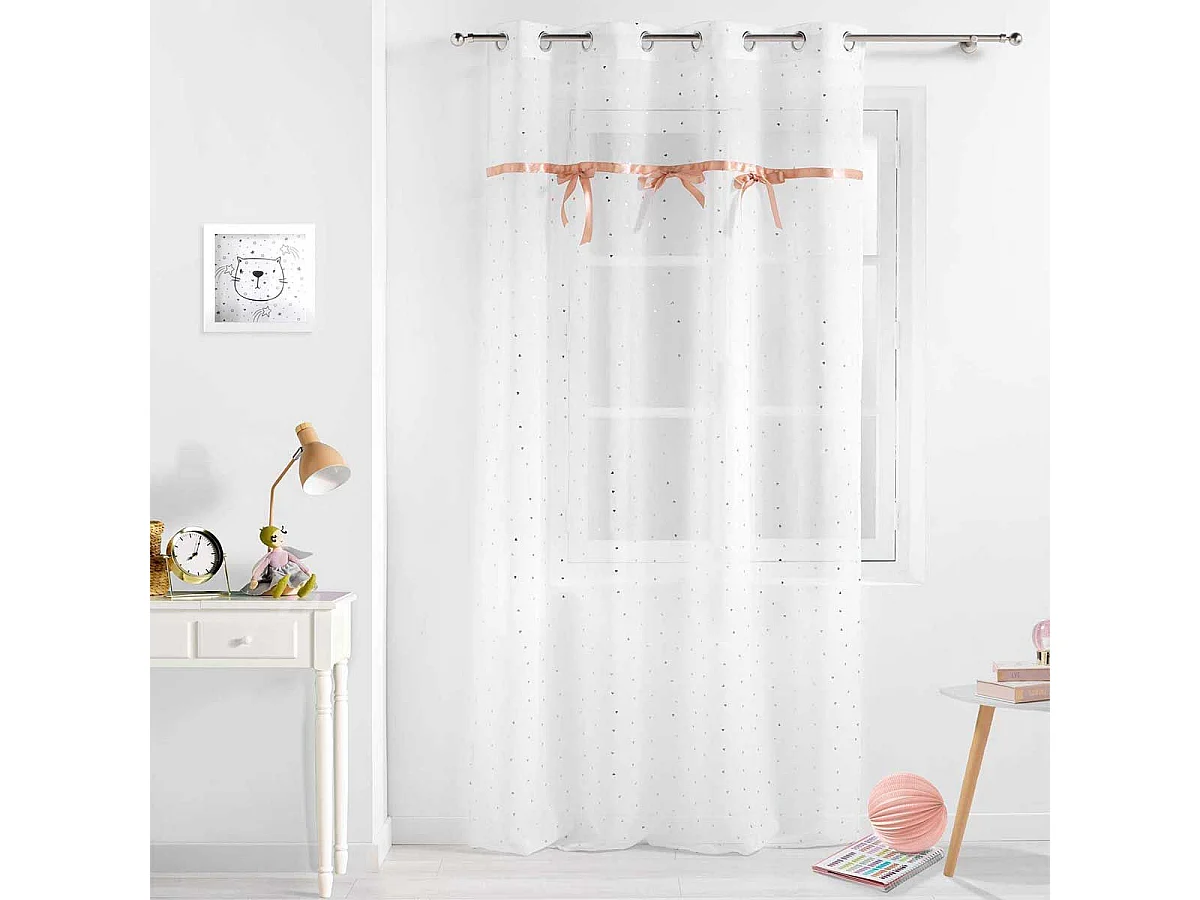Rideau Voilage Enfant "Little Miss" 140x240cm Blanc