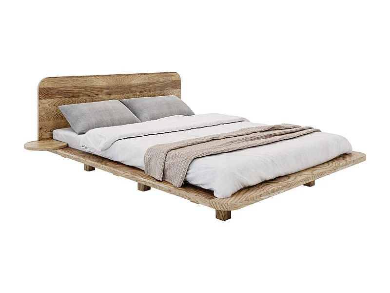Massivholzbett Japandic 160/200, schwebende optik, eiche antik - geölt