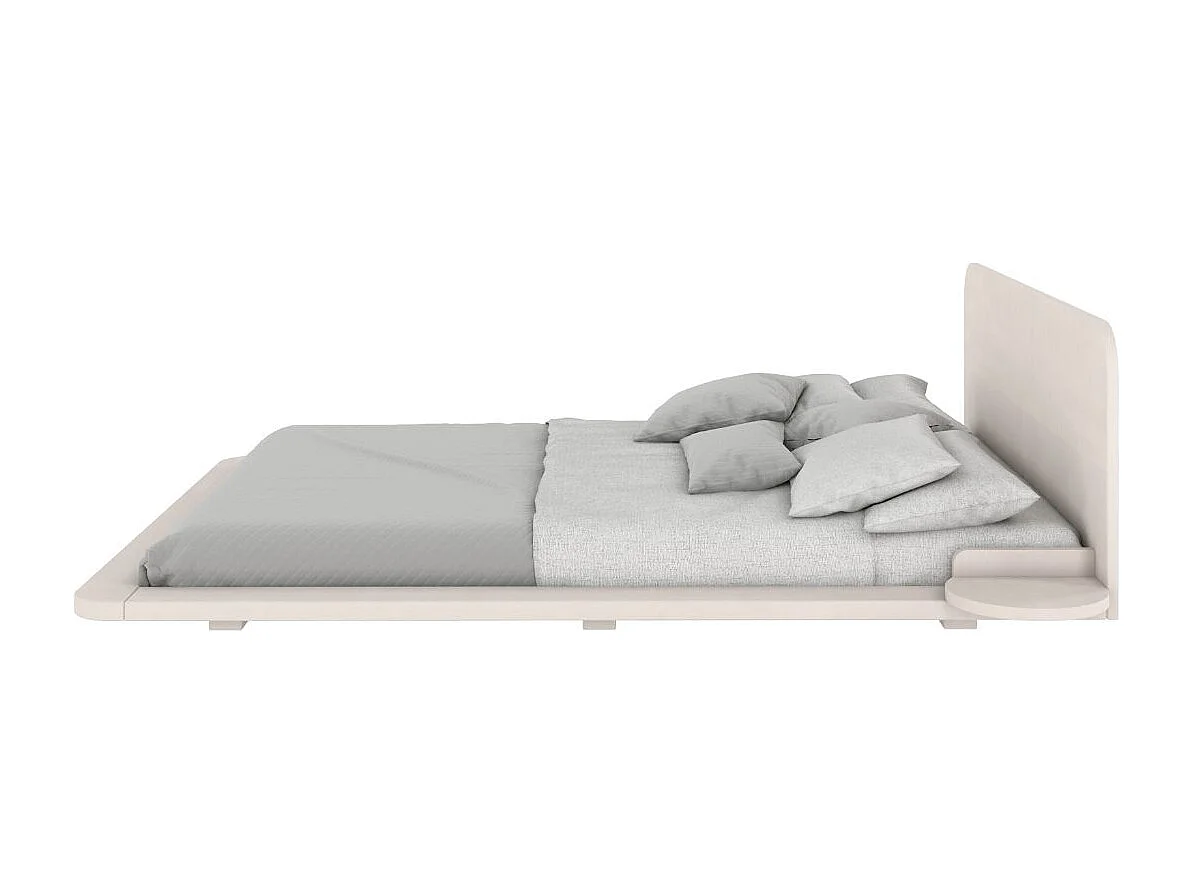 Lit flottant en hêtre massif JAPANDIC / 140x200 cm, couleur blanche