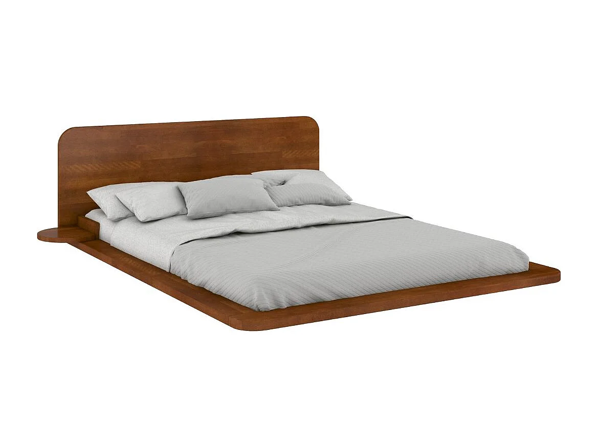 Łóżko lewitujące bukowe JAPANDIC / 160x200, kolor orzech