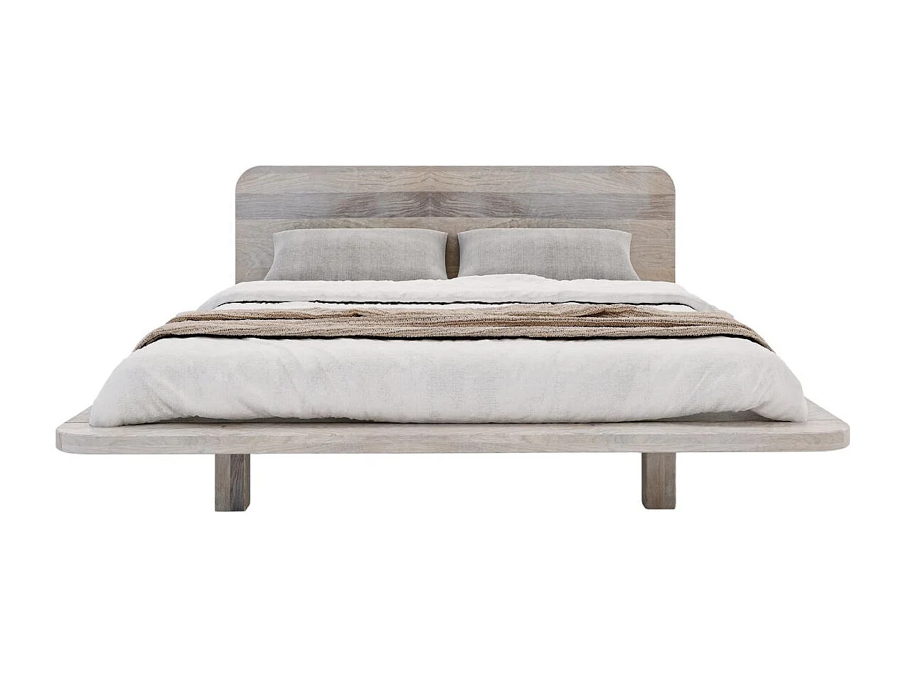 Lit flottant en chêne massif JAPANDIC / 180x200 cm, couleur blanche