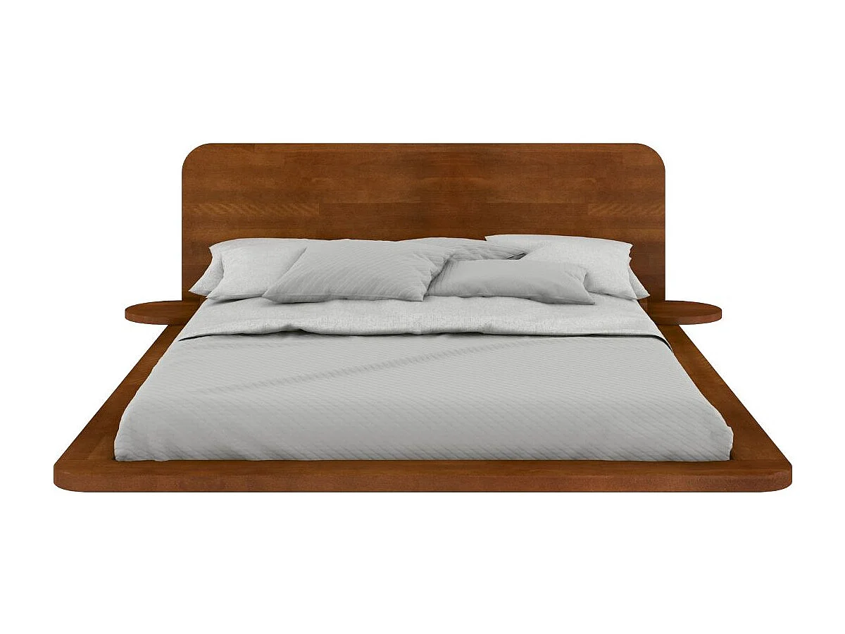 Łóżko lewitujące bukowe JAPANDIC / 140x200, kolor orzech