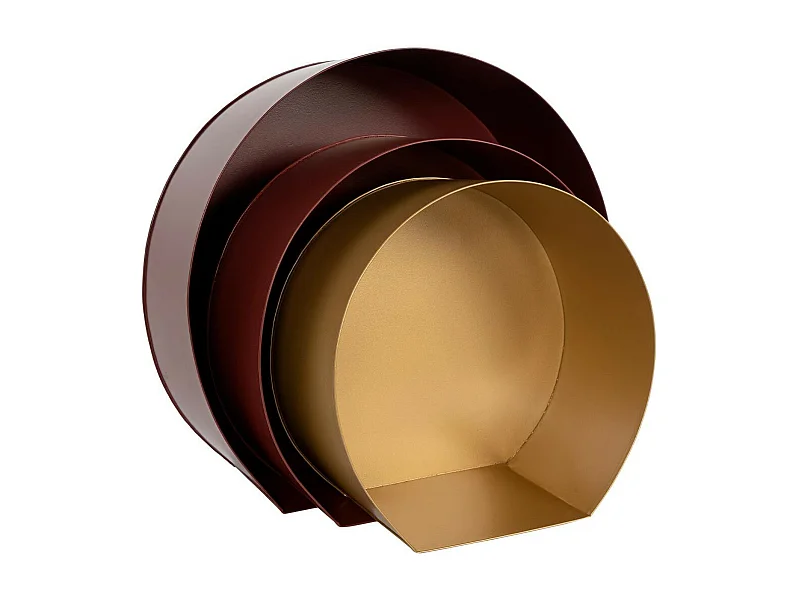 Lot de 3 Étagères Murales "Triple" 39cm Bordeaux & Or