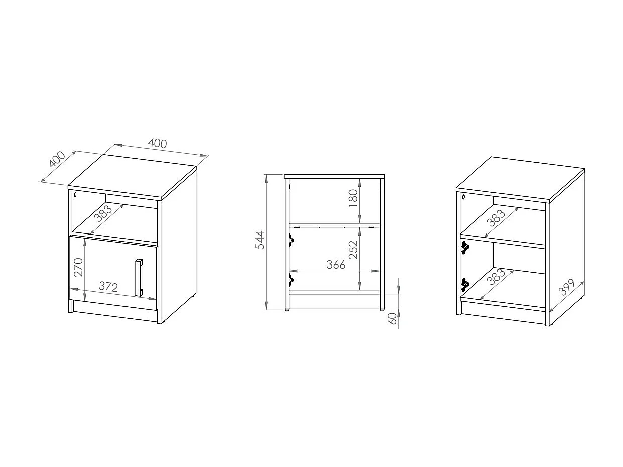 NACHTKONSOLE Fini Artisan Eiche / weiß 40 / 42 / 55cm