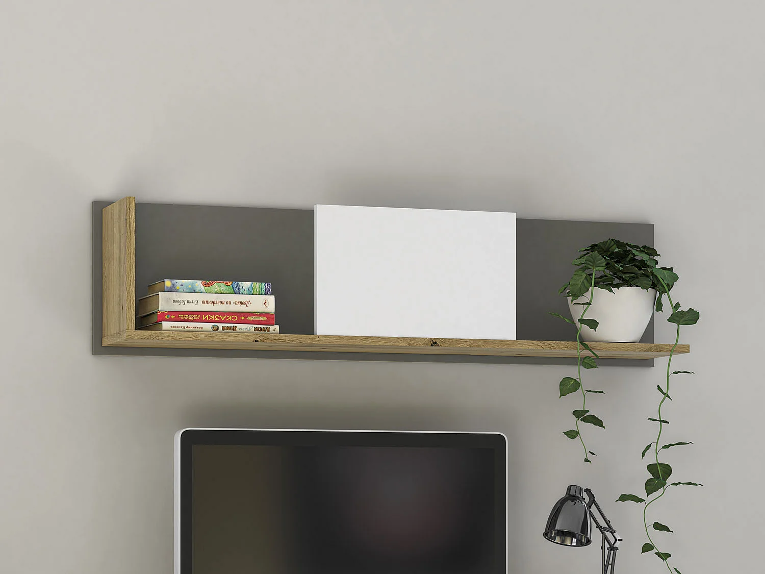 WANDREGAL Fini Artisan Eiche / weiß / anthrazit 116 / 22 / 19cm