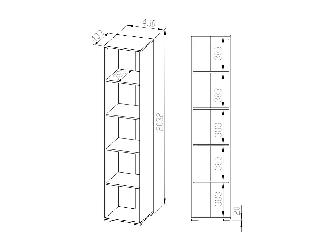BÜCHERREGAL Optimal Sonoma Eiche hell 43 / 41 / 204cm