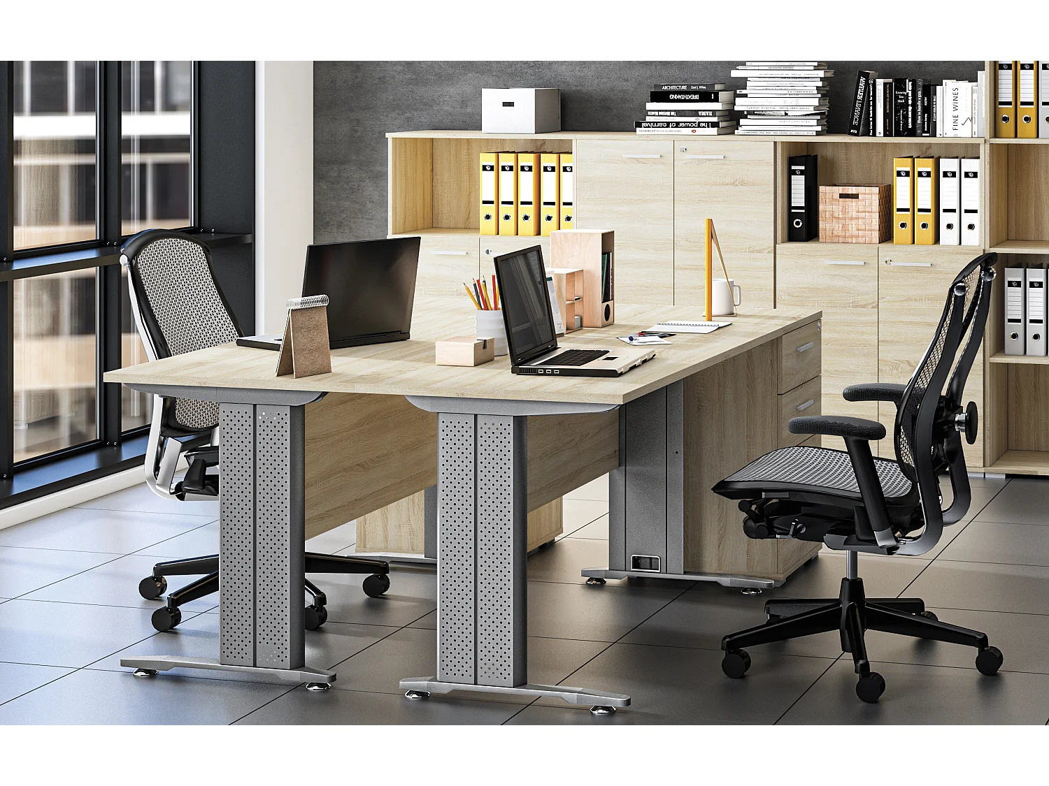 SCHREIBTISCH Optimal Sonoma Eiche hell 138 / 68 / 76cm