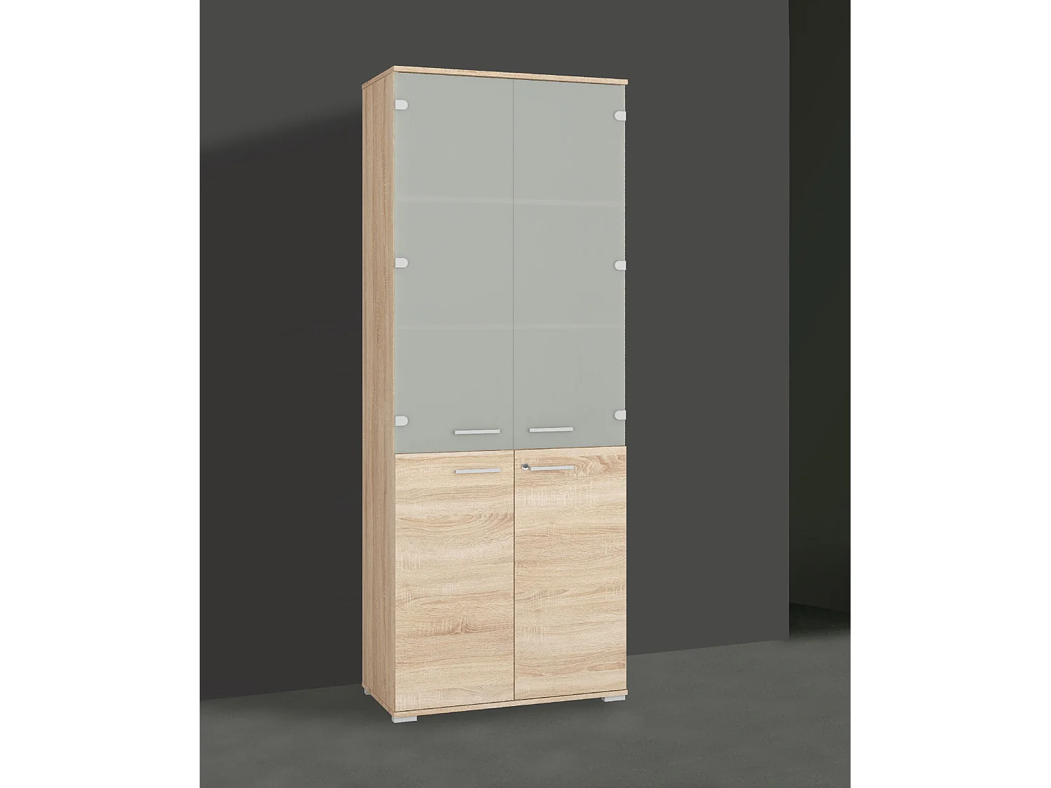 AKTENSCHRANK Optimal Sonoma Eiche hell / Grauglas 79 / 41 / 204cm