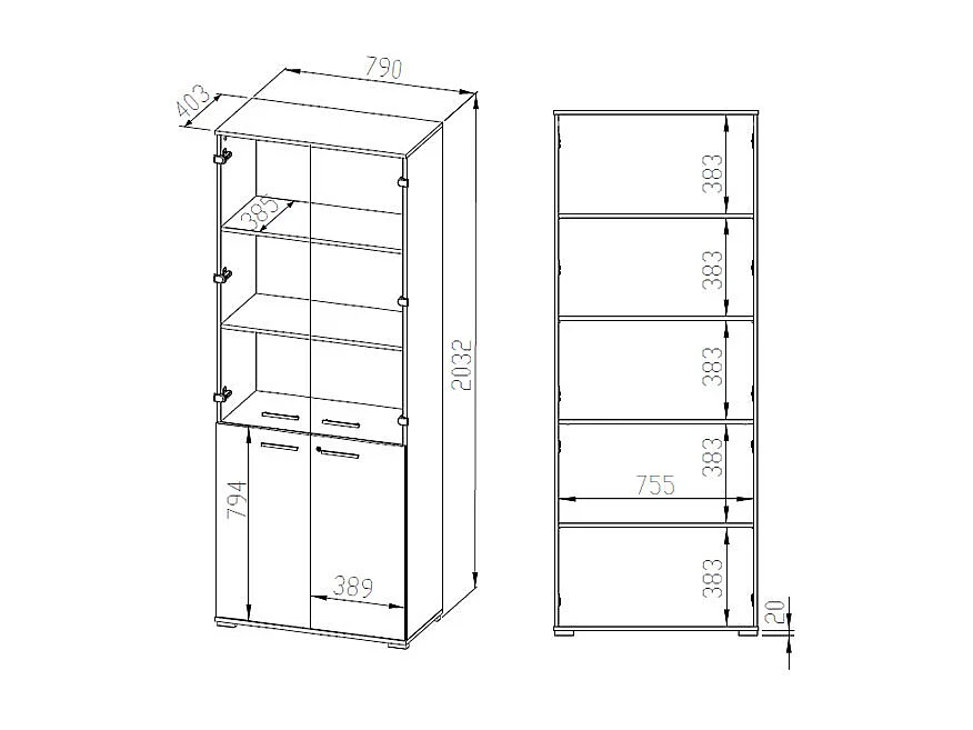 AKTENSCHRANK Optimal Sonoma Eiche hell / Grauglas 79 / 41 / 204cm