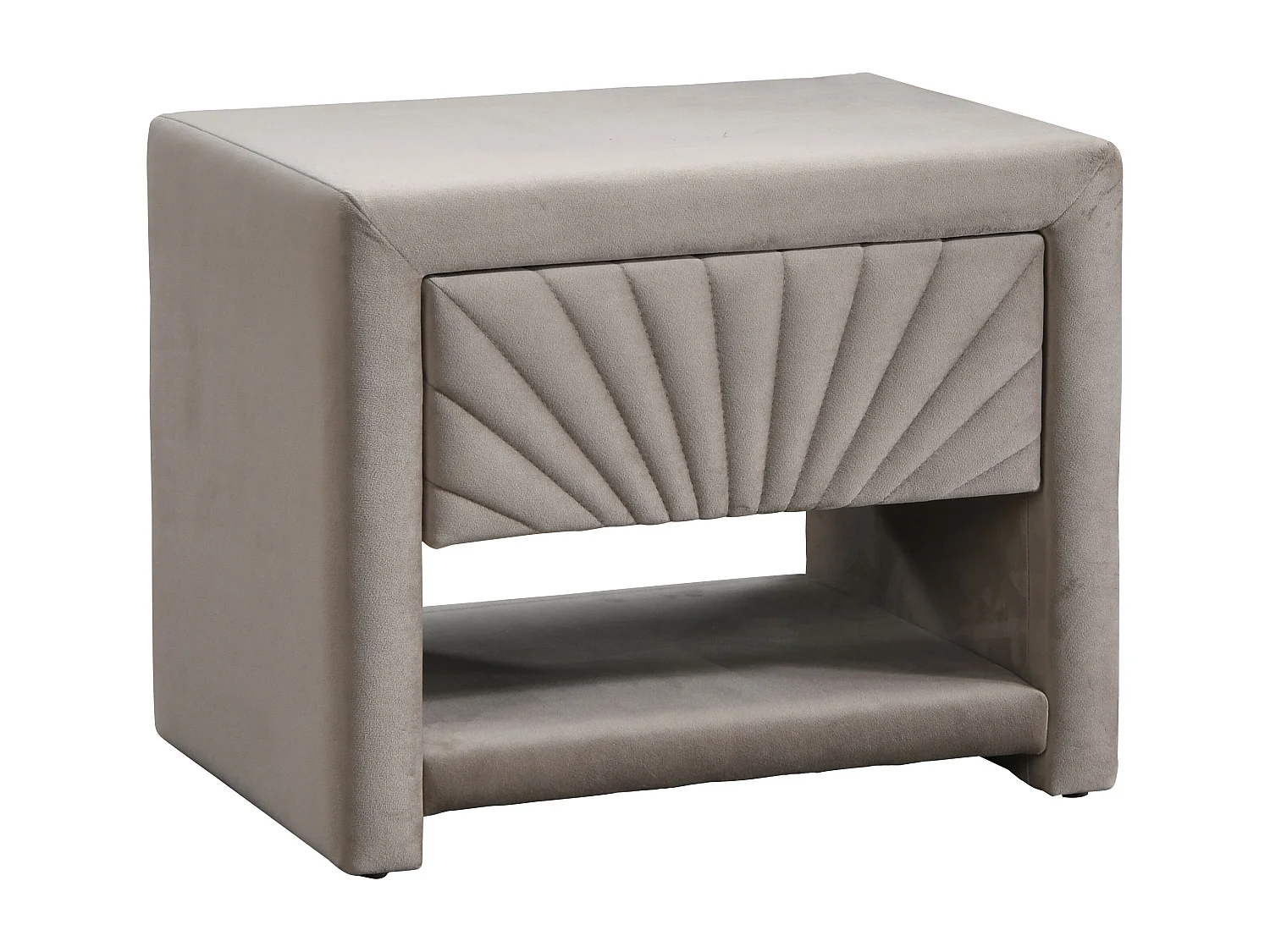 2er-Set Nachttische mit 1 Schublade & 1 Ablage - Samt - Beige - ULAMI