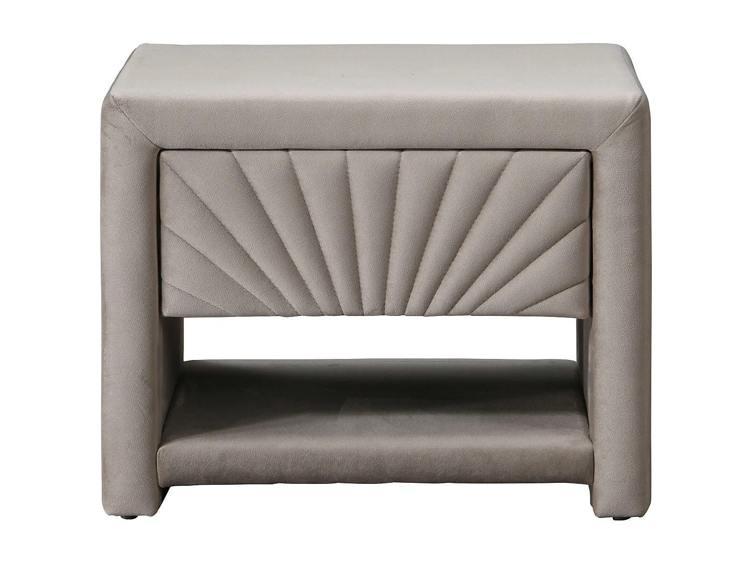 2er-Set Nachttische mit 1 Schublade & 1 Ablage - Samt - Beige - ULAMI