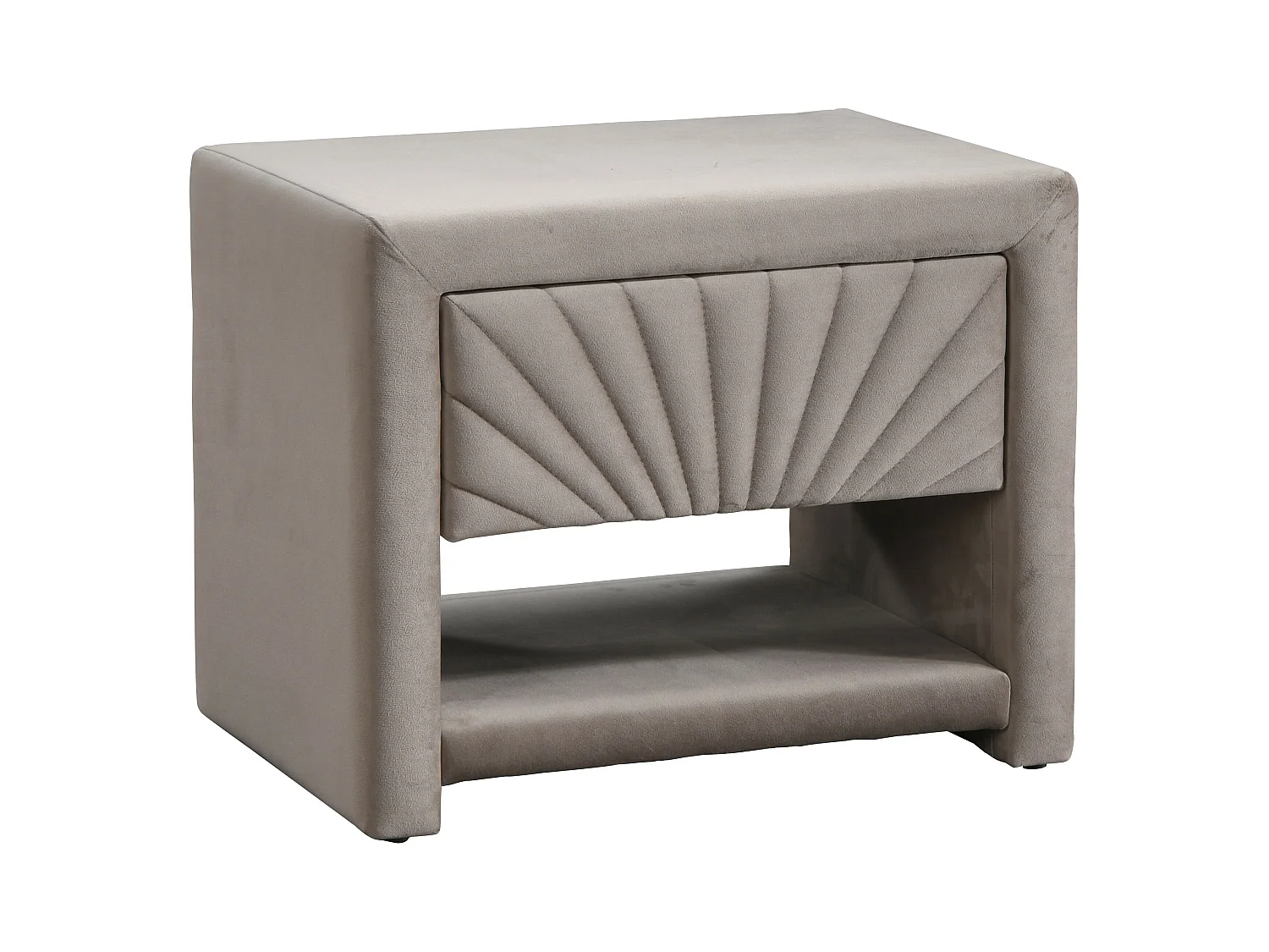 Sæt med 2 sengeborde - 1 skuffe og 1 hylderum - Fløjl - Beige - ULAMI