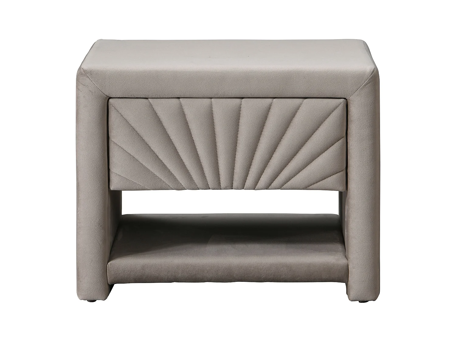 Sæt med 2 sengeborde - 1 skuffe og 1 hylderum - Fløjl - Beige - ULAMI