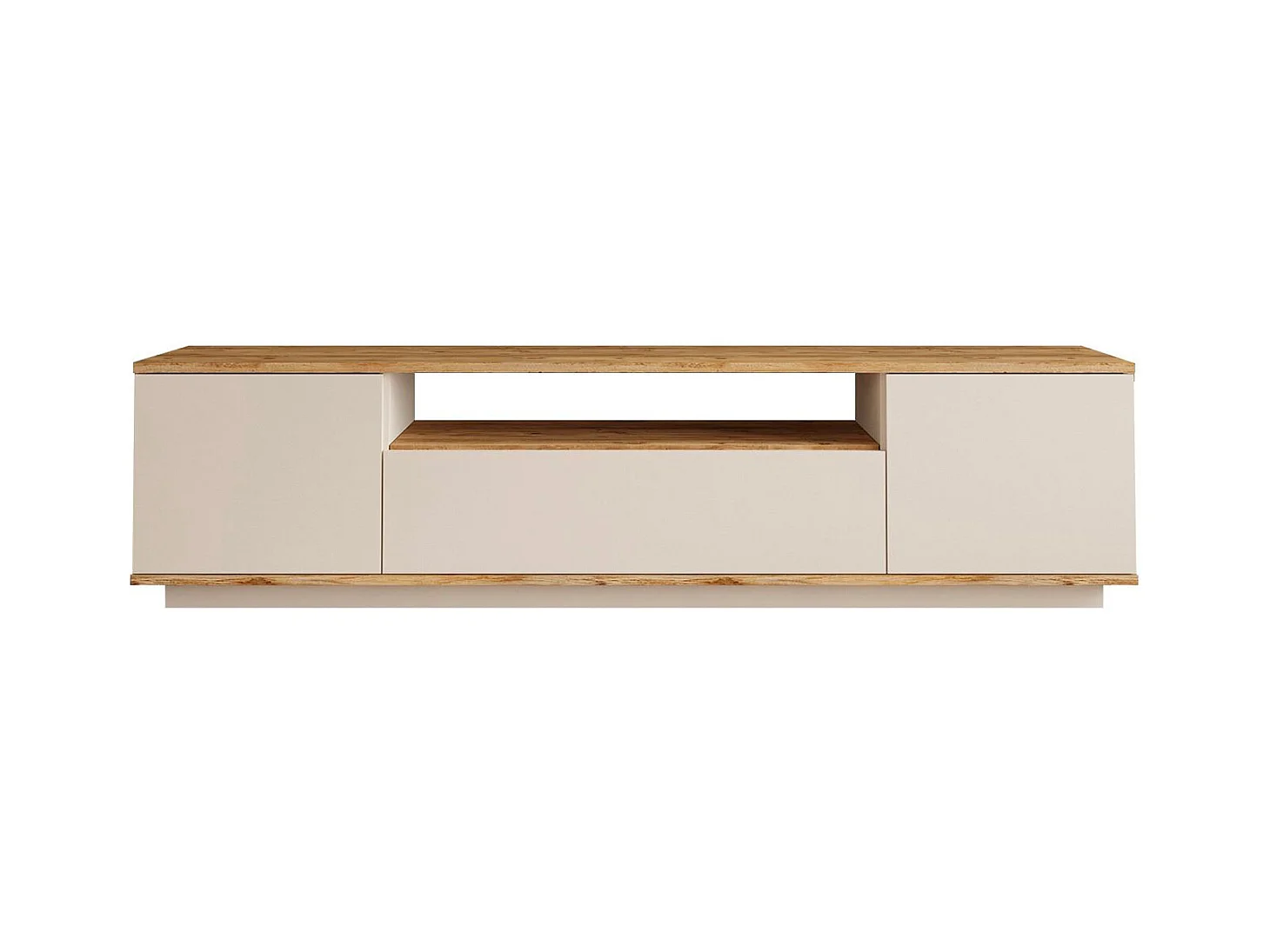 Meuble TV avec 3 portes et 1 niche - Beige et naturel - LOTULA