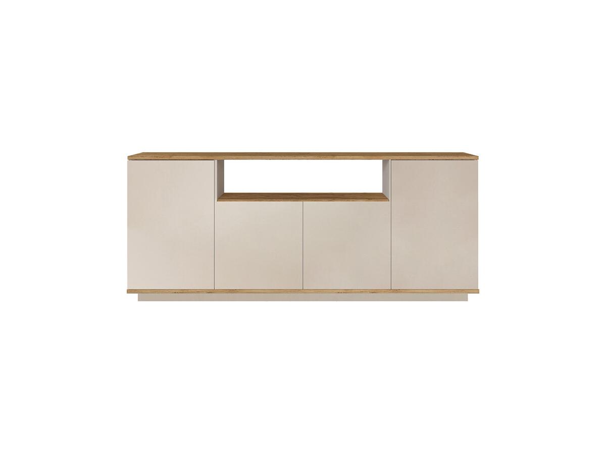 Sideboard mit 4 Türen & 1 Regal - Beige & Holzfarben - LOTULA günstig online kaufen