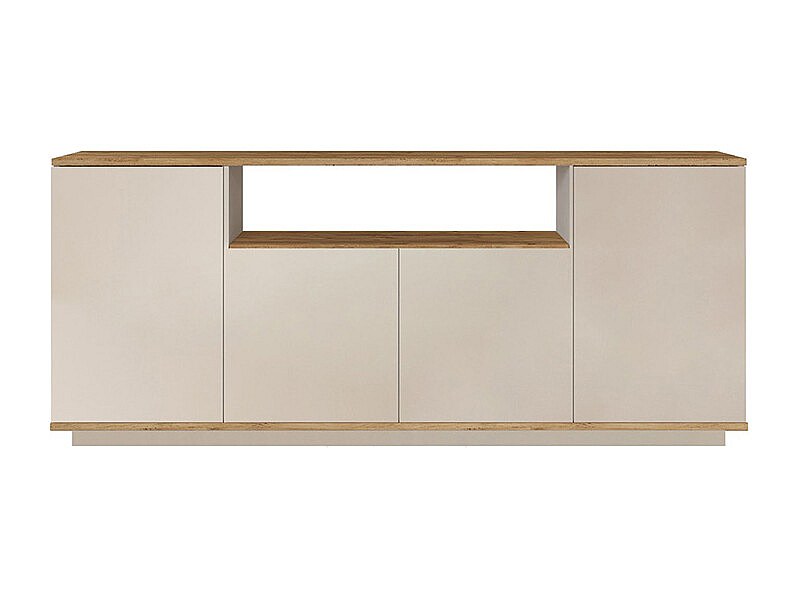 Sideboard mit 4 Türen & 1 Regal - Beige & Holzfarben - LOTULA günstig online kaufen