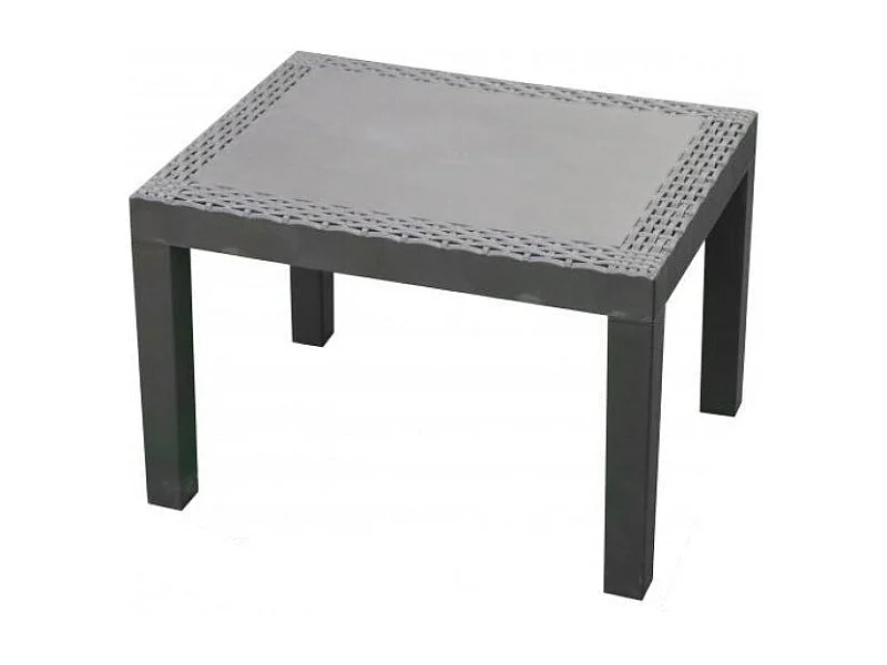 Table De Jardin Rectangle Effet Rotin 59x46x40cm Noir