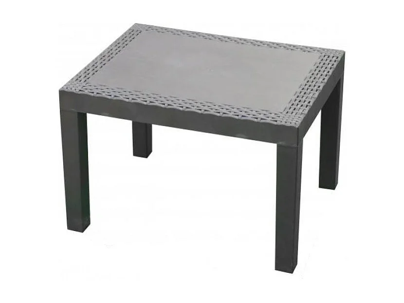 Table De Jardin Rectangle Effet Rotin 59x46x40cm Noir