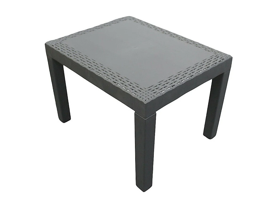 Table De Jardin Rectangle Effet Rotin 59x46x40cm Noir