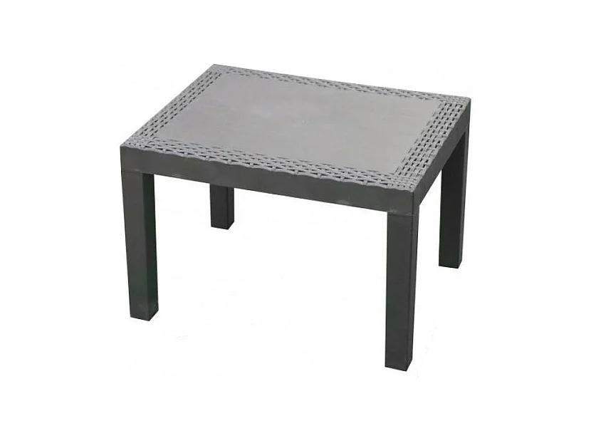 Table De Jardin Rectangle Effet Rotin 59x46x40cm Noir