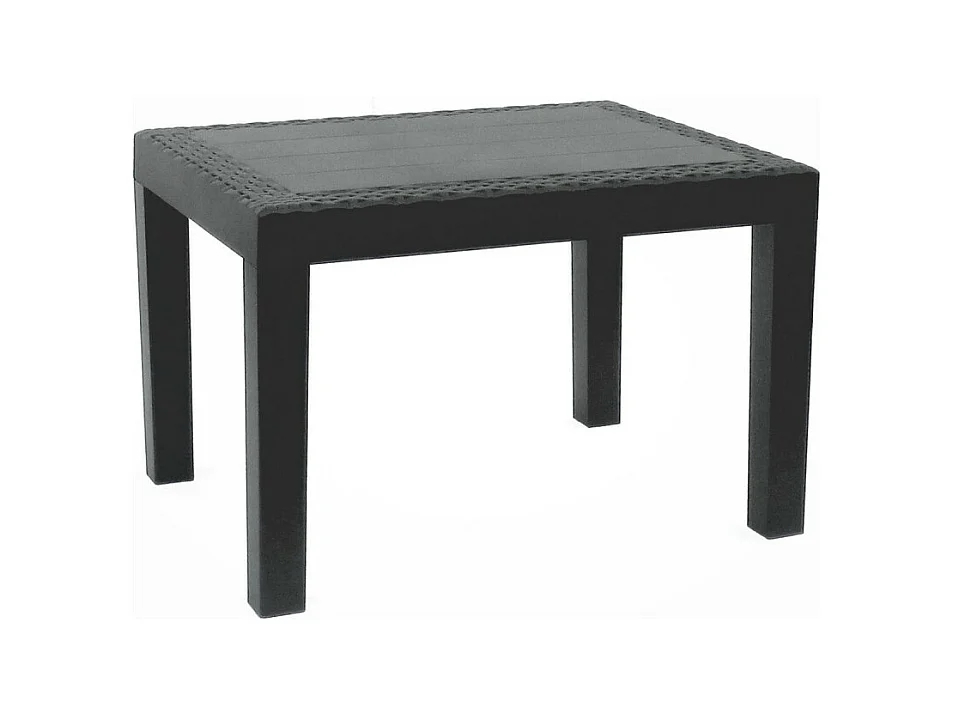 Table De Jardin Rectangle Effet Rotin 59x46x40cm Noir