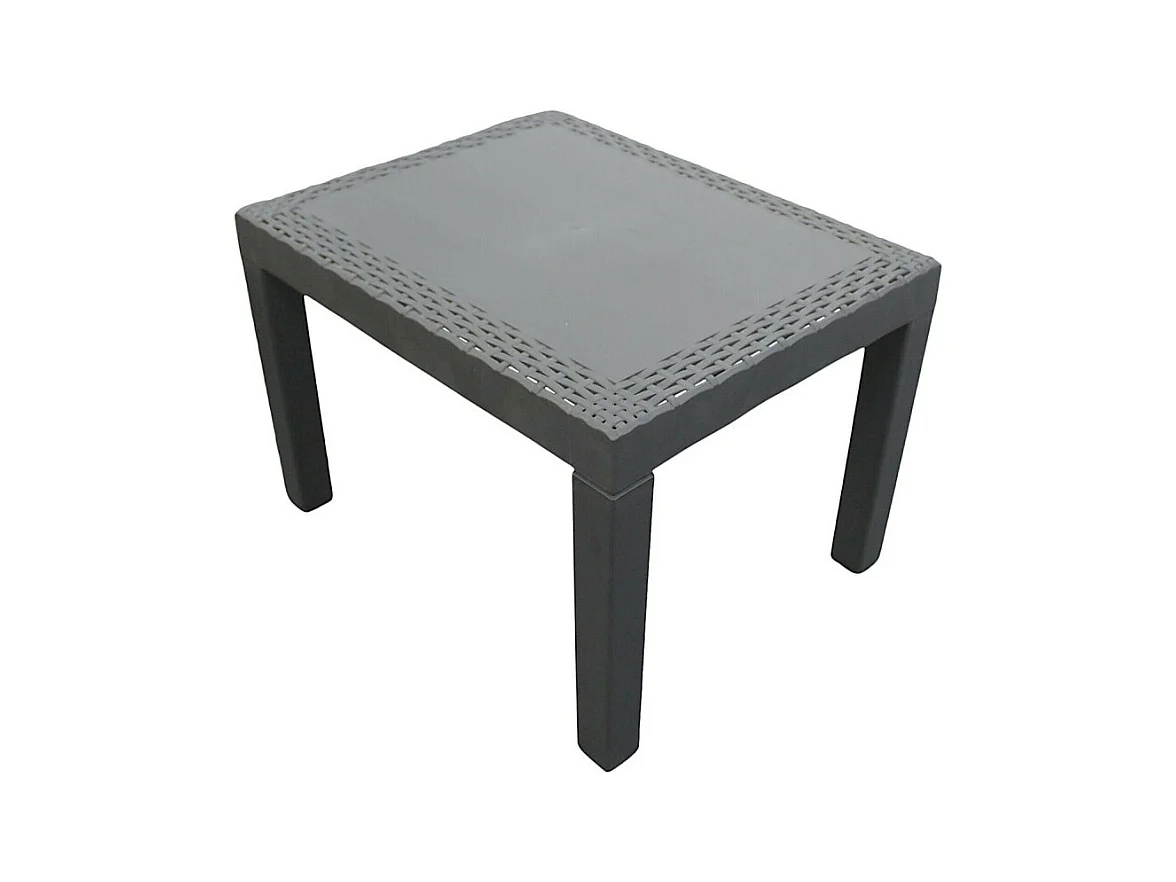 Table De Jardin Rectangle Effet Rotin 59x46x40cm Noir