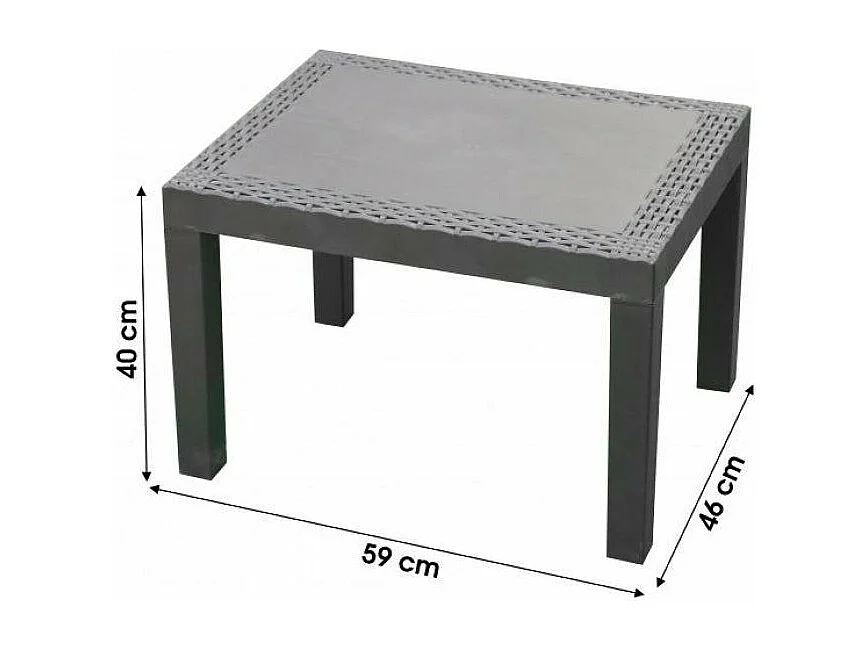 Table De Jardin Rectangle Effet Rotin 59x46x40cm Noir