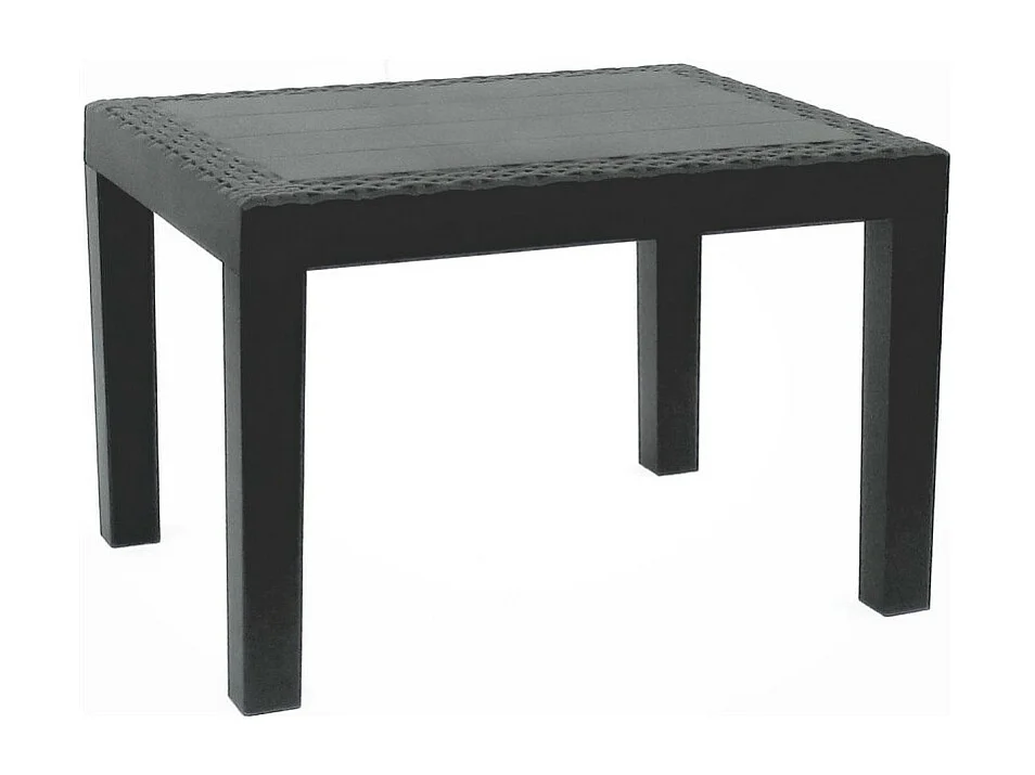 Table De Jardin Rectangle Effet Rotin 59x46x40cm Noir