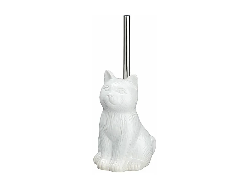 Brosse WC en céramique - Chat - Blanc