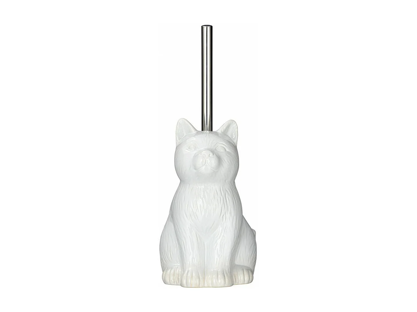 Brosse WC en céramique - Chat - Blanc