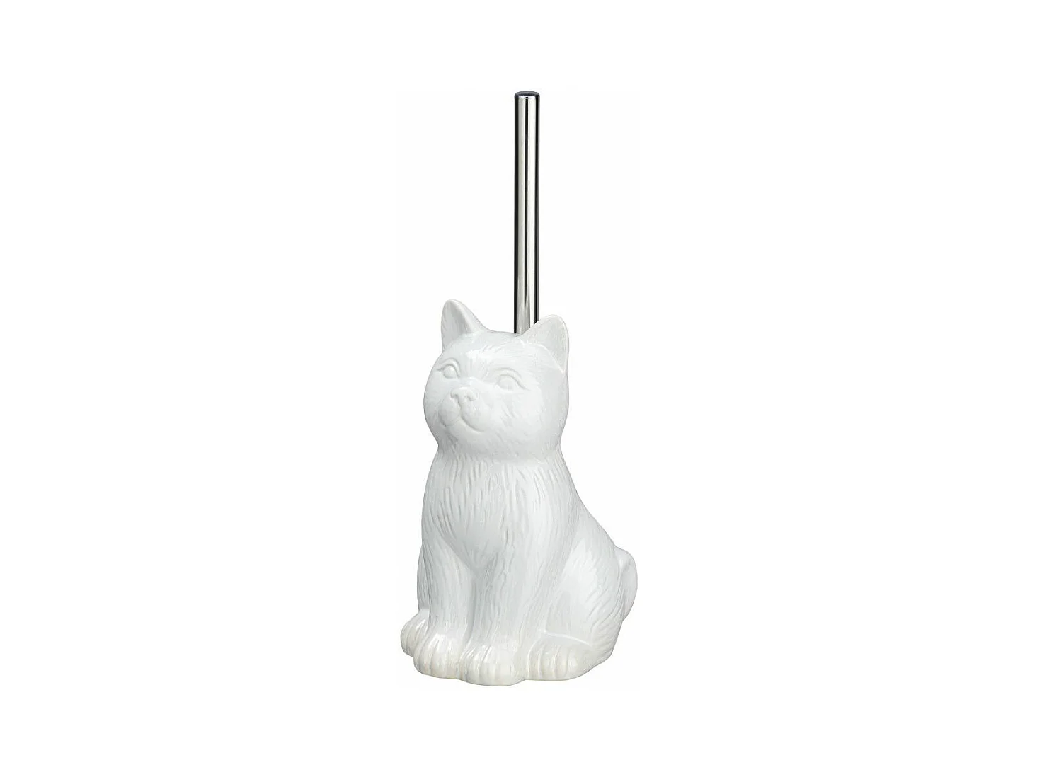 Brosse WC en céramique - Chat - Blanc