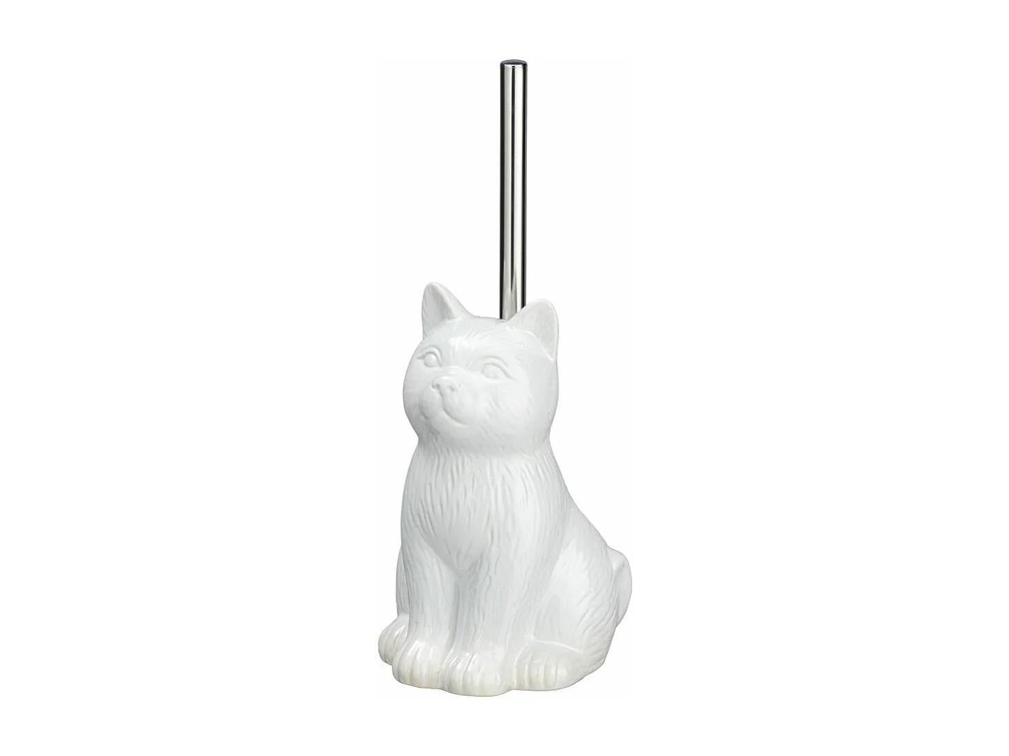 Brosse WC en céramique - Chat - Blanc