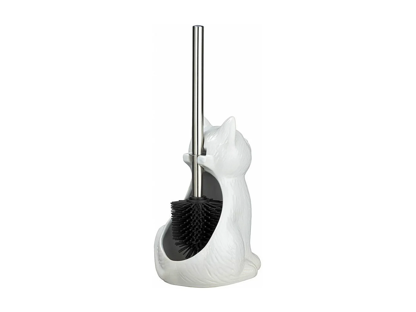 Brosse WC en céramique - Chat - Blanc