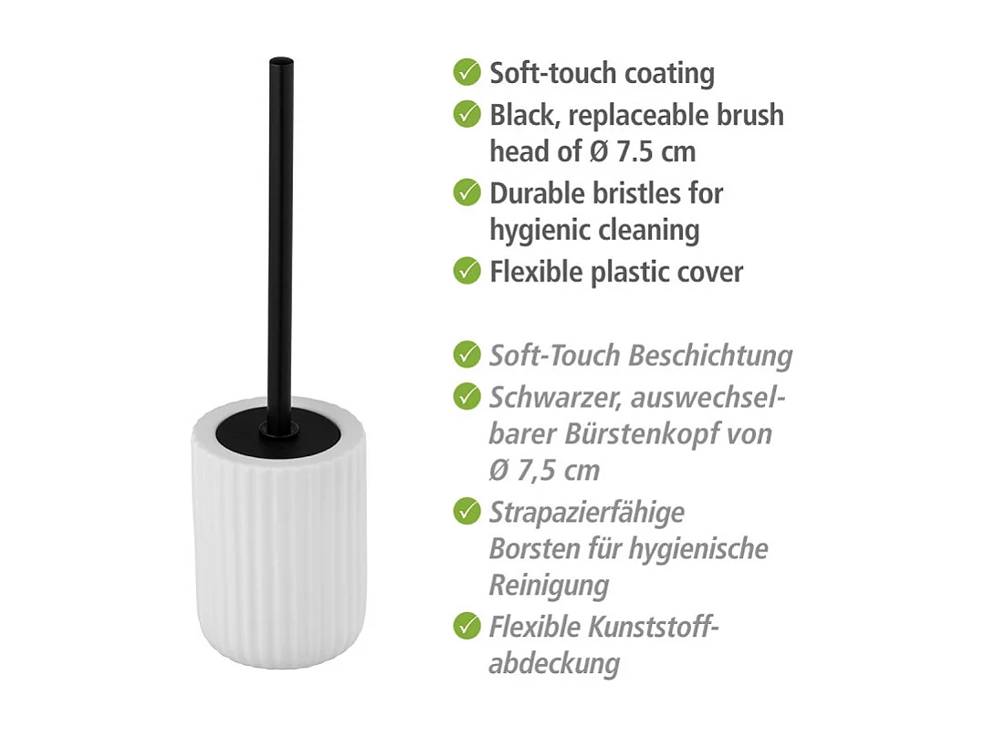 Brosse WC avec support en céramique "Belluno" - Blanc - H 42 cm