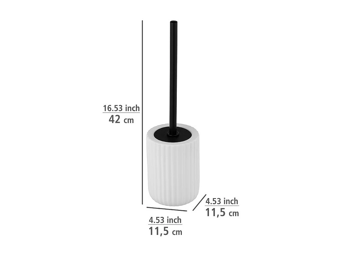 Brosse WC avec support en céramique "Belluno" - Blanc - H 42 cm