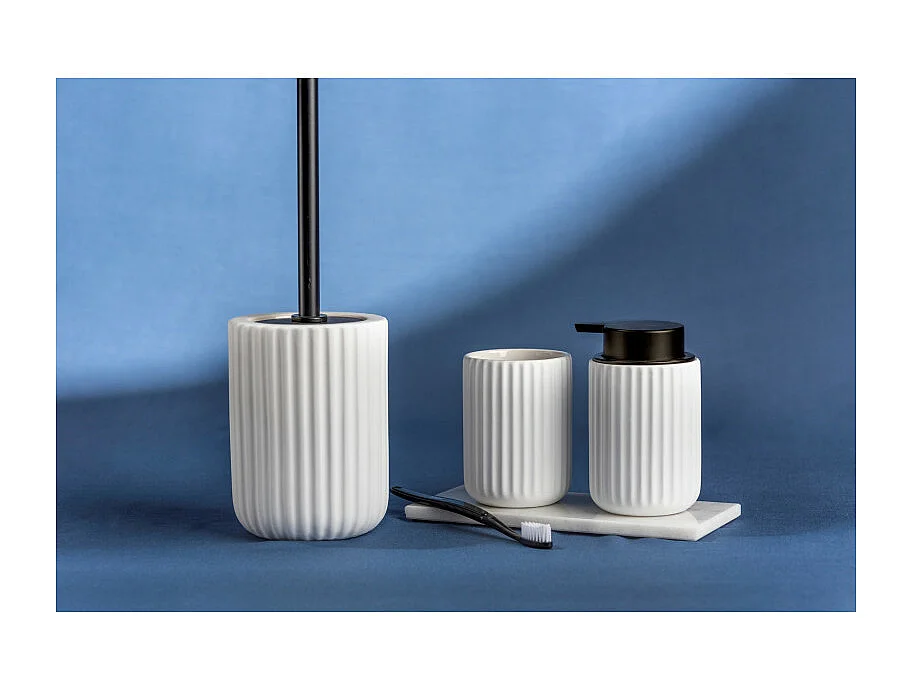 Brosse WC avec support en céramique "Belluno" - Blanc - H 42 cm