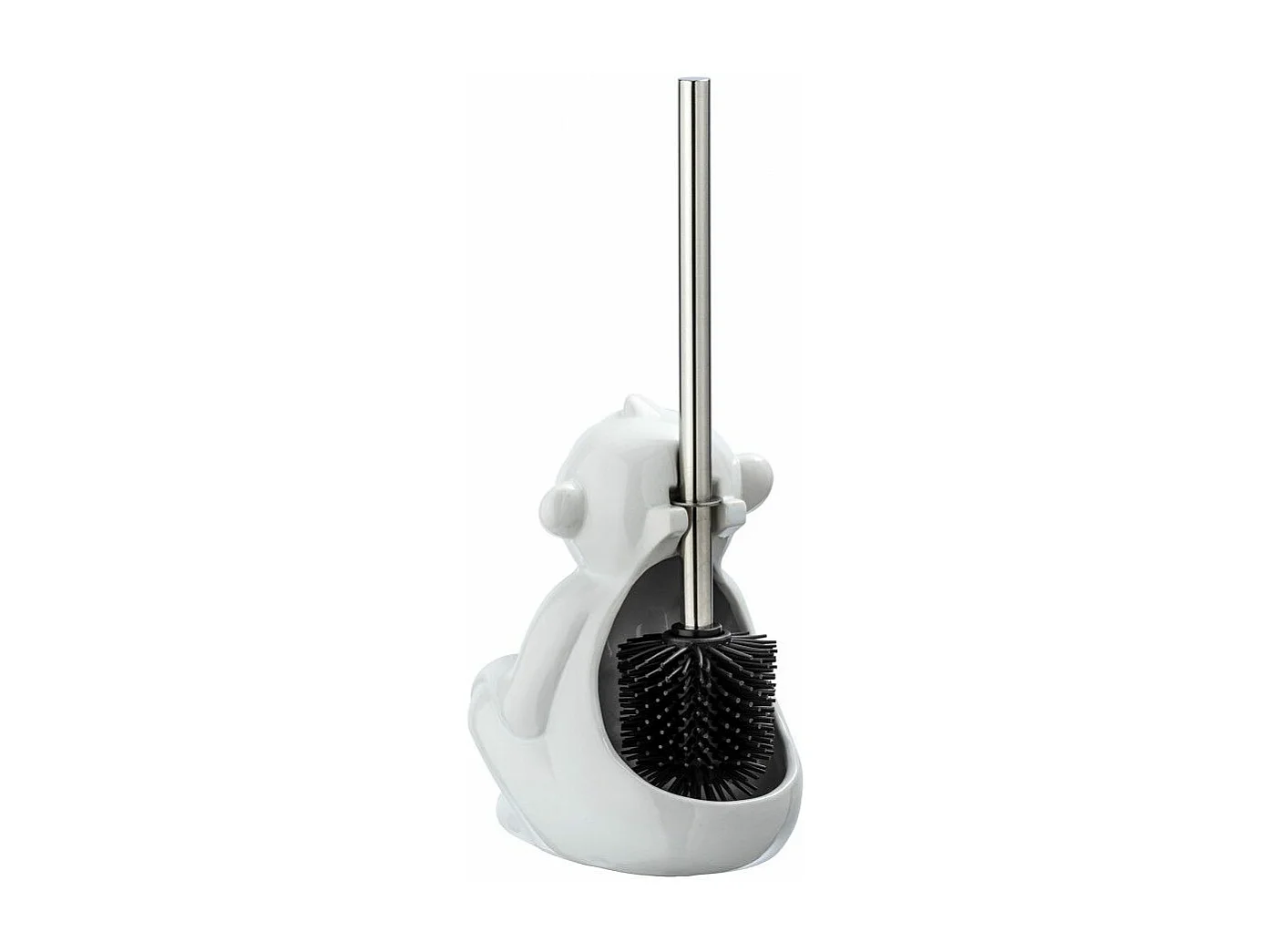 Brosse WC en céramique - Singe aphone - Blanc