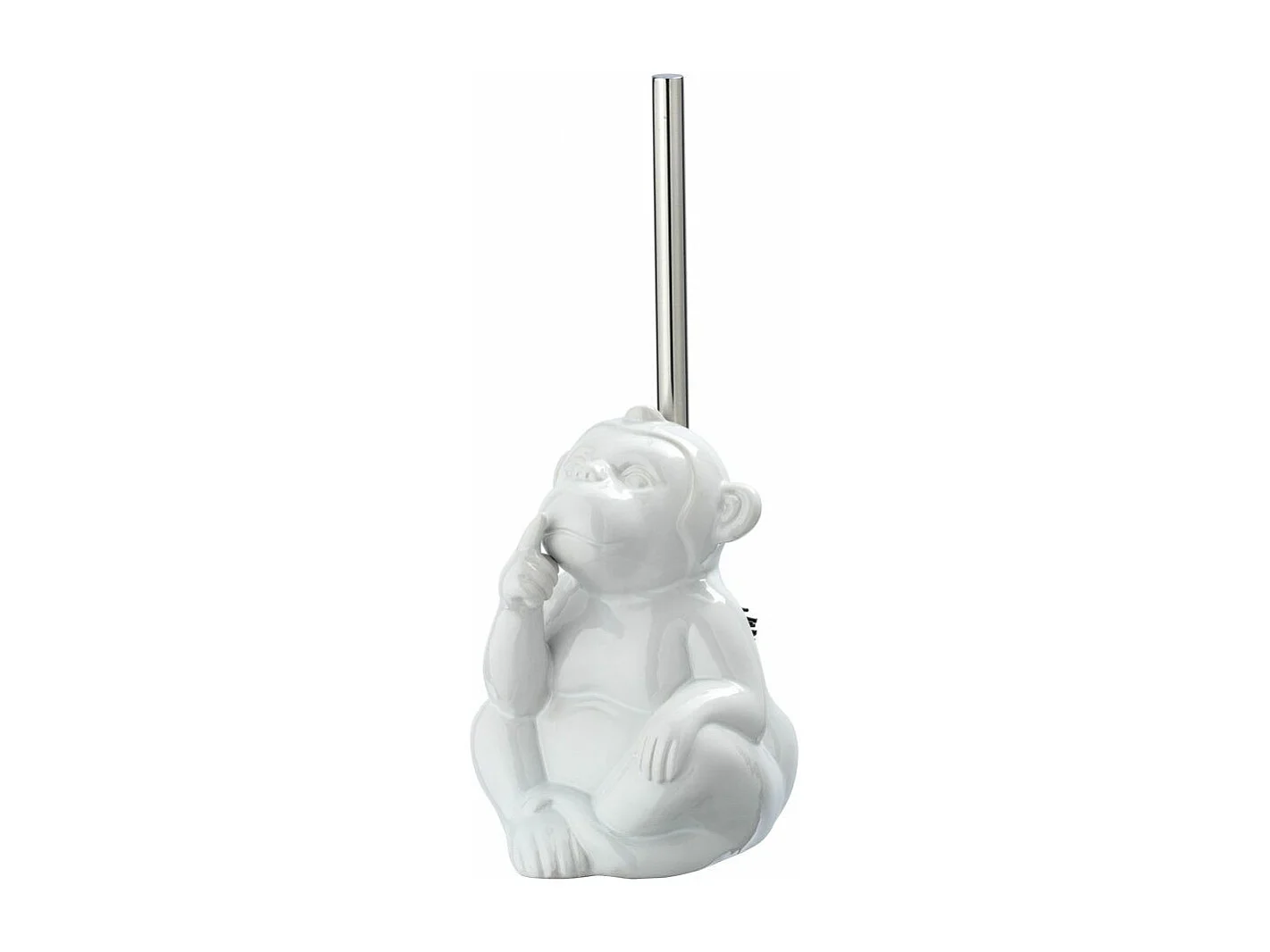 Brosse WC en céramique - Singe aphone - Blanc