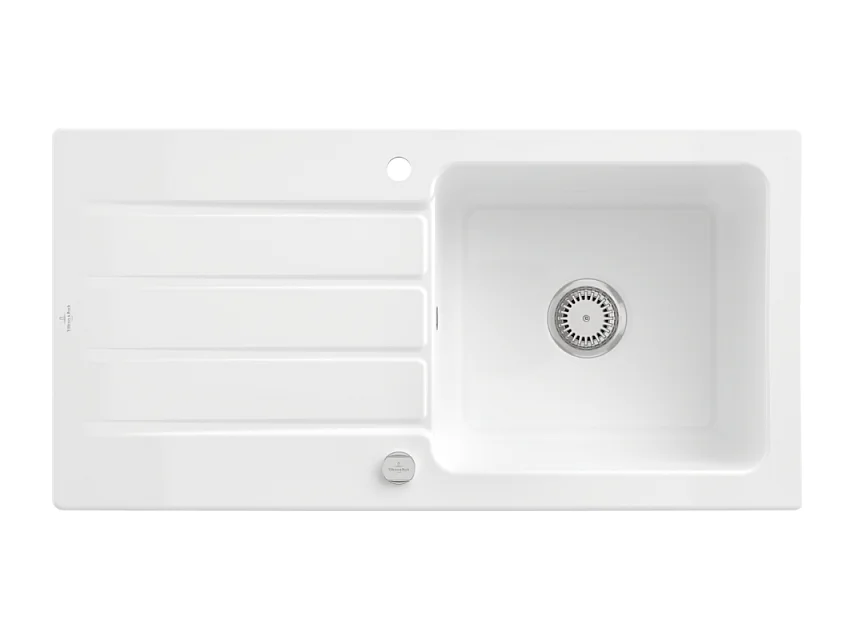 Evier 1 bac 100 x 51 cm VILLEROY ET BOCH Architectura 60 Blanc vidage automatique inclus