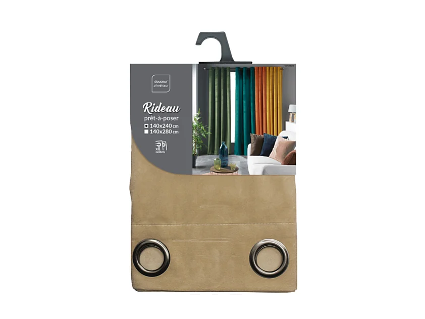 Rideau à Œillets "Velvetine" 140x240cm Sable