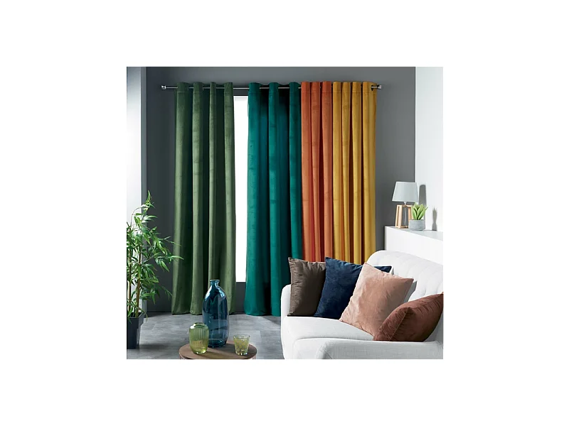 Rideau à Œillets "Velvetine" 140x240cm Terracotta