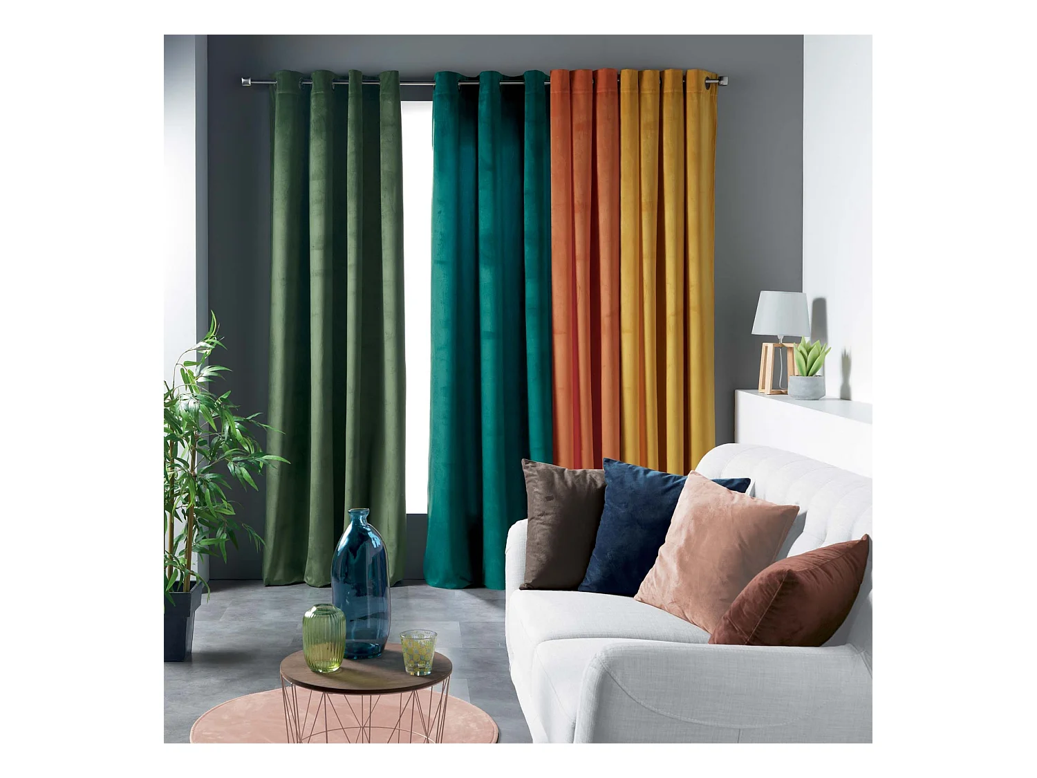 Rideau à Œillets "Velvetine" 140x240cm Rose