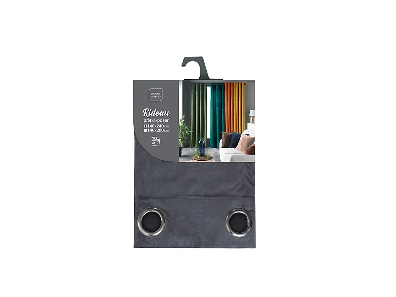 Rideau à Œillets "Velvetine" 140x240cm Anthracite