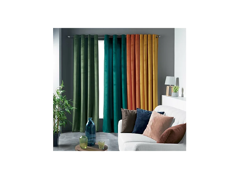 Rideau à Œillets "Velvetine" 140x240cm Jaune